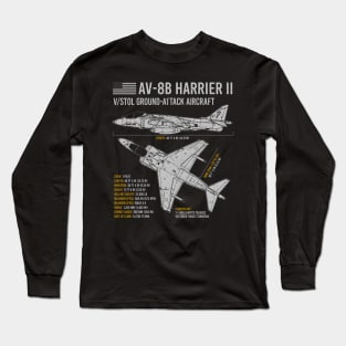 AV-8B Harrier II Aircraft Plane USAF Airplane Long Sleeve T-Shirt